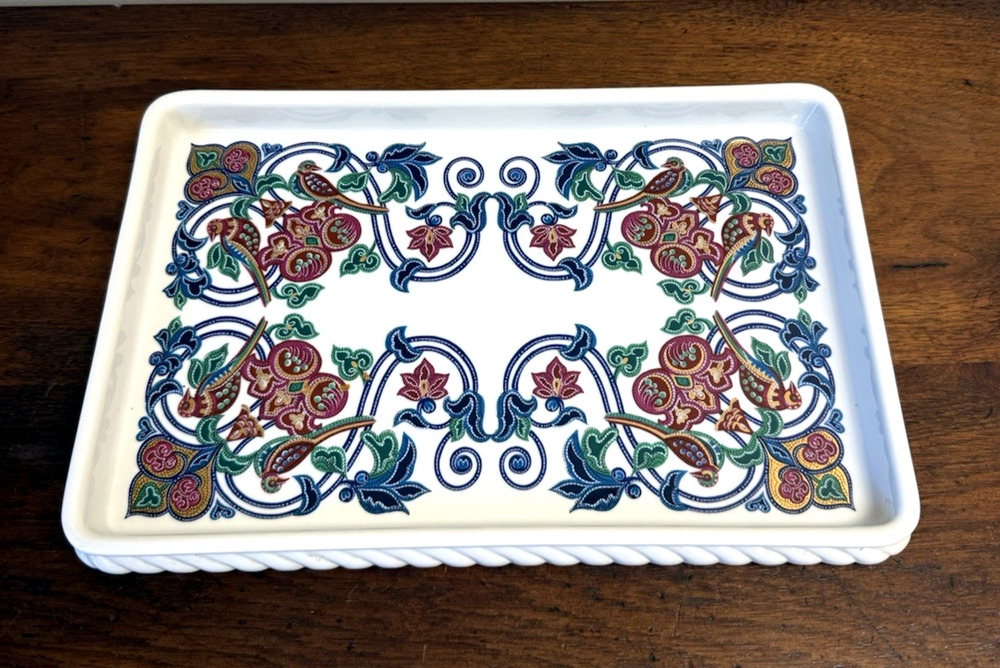 Vintage Elizabeth Arden Byzantium Porcelain Tray 14" Japan Birds Floral